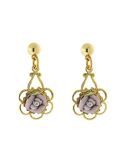 Porcelain Rose Drop Earrings