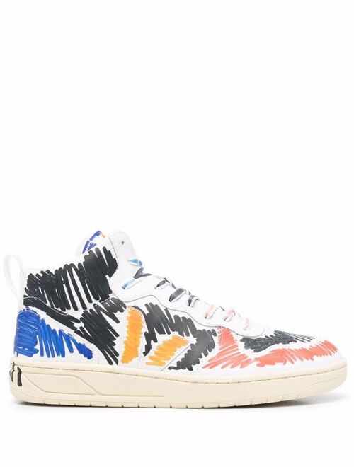 Marni x Veja V-15 scribble-print sneakers