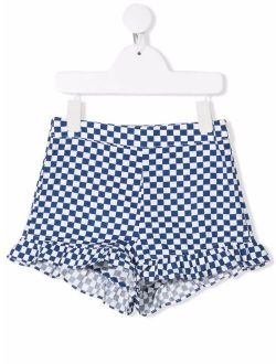 Kids check-print ruffle shorts