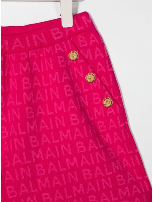 Balmain Kids TEEN logo print shorts