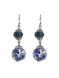 Montana Dark Blue and Blue Willow Beaded Drop & Dangle Earrings