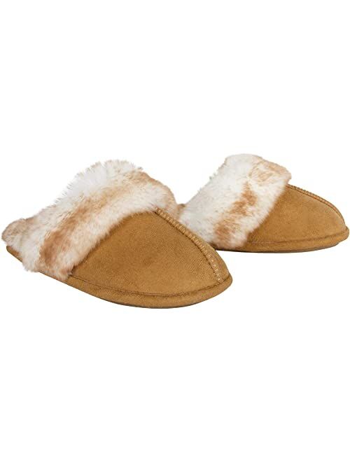 Jessica Simpson Girls Comfy Slippers - Cute Faux Fur Slip-on Shoes Memory Foam House Slipper