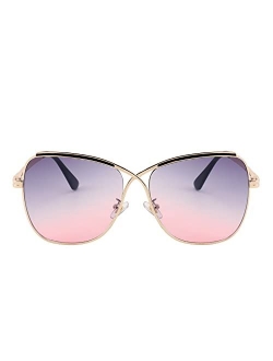 Womens Aviator Sunglasses Oversized Butterfly X Shape Design Cateye Cute Lady Sunglasses B2738