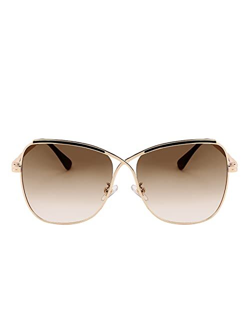 FEISEDY Womens Aviator Sunglasses Oversized Butterfly X Shape Design Cateye Cute Lady Sunglasses B2738