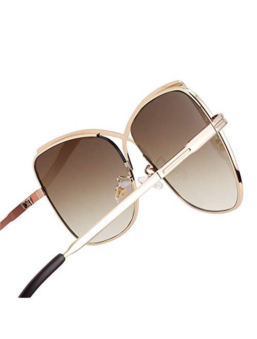 FEISEDY Womens Aviator Sunglasses Oversized Butterfly X Shape Design Cateye Cute Lady Sunglasses B2738