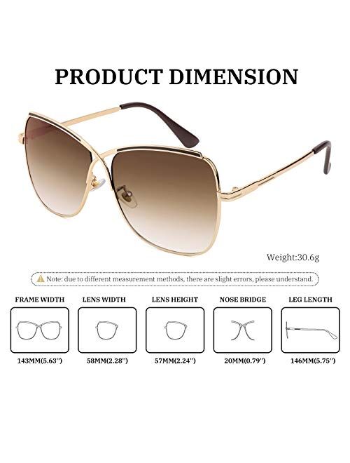 FEISEDY Womens Aviator Sunglasses Oversized Butterfly X Shape Design Cateye Cute Lady Sunglasses B2738