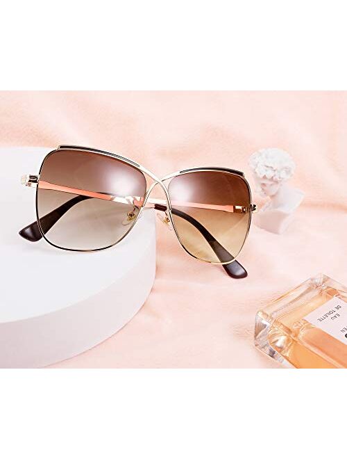 FEISEDY Womens Aviator Sunglasses Oversized Butterfly X Shape Design Cateye Cute Lady Sunglasses B2738