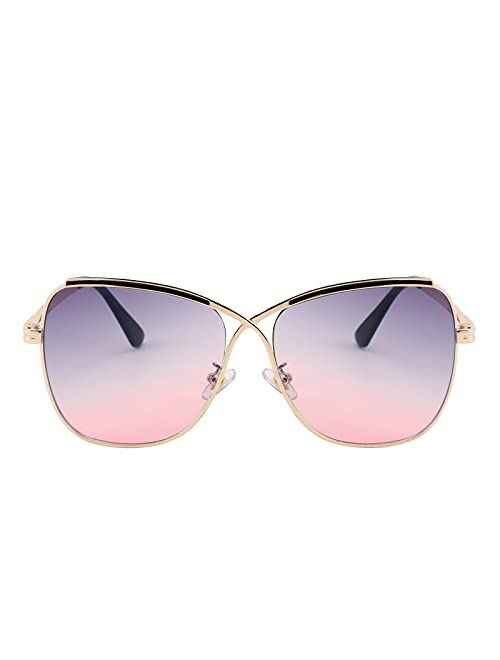 FEISEDY Womens Aviator Sunglasses Oversized Butterfly X Shape Design Cateye Cute Lady Sunglasses B2738