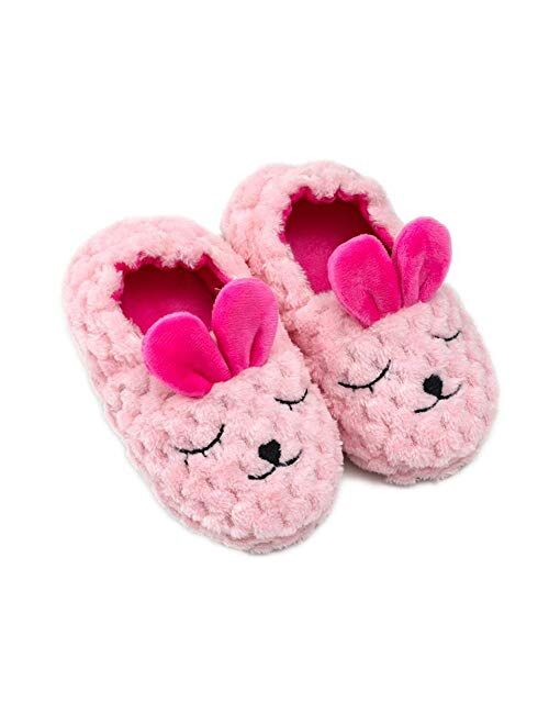 Csfry Baby Girl's Premium Soft Plush Slippers Cartoon Warm Winter House Shoes