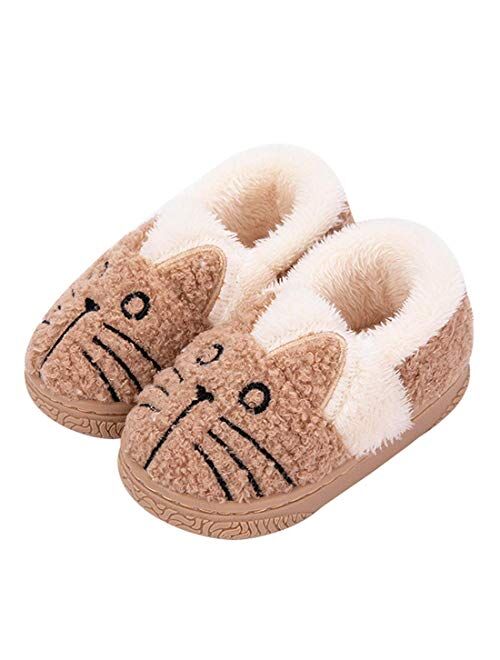 Kvbabby Girls House Slippers Kids Plush House Shoes Boys Warm Cartoon Slippers Cute Animal Winter Indoor Slipper