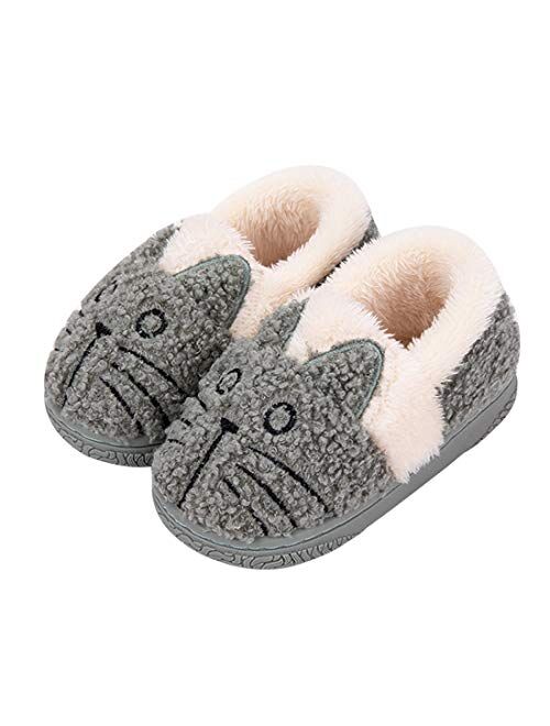 Kvbabby Girls House Slippers Kids Plush House Shoes Boys Warm Cartoon Slippers Cute Animal Winter Indoor Slipper