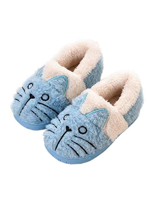 Kvbabby Girls House Slippers Kids Plush House Shoes Boys Warm Cartoon Slippers Cute Animal Winter Indoor Slipper