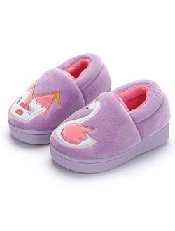 SITAILE Boys Girls Toddler House Slippers,Kids Fur Lined Warm Slip On Home Slippers Cute Winter Nonslip Indoor Slippers