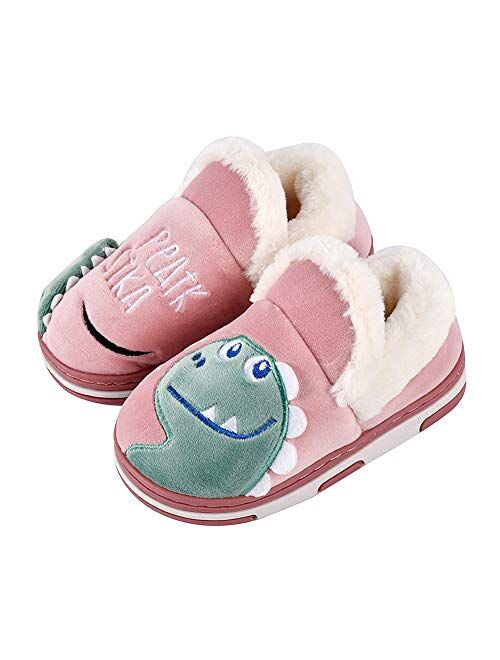 SITAILE Boys Girls Toddler House Slippers,Kids Fur Lined Warm Slip On Home Slippers Cute Winter Nonslip Indoor Slippers