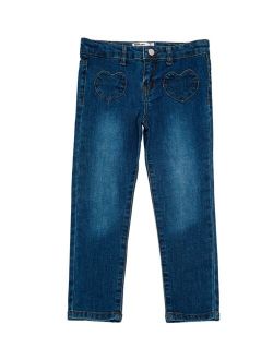 Little Girls Heart Pocket Denim Skinny Jeans