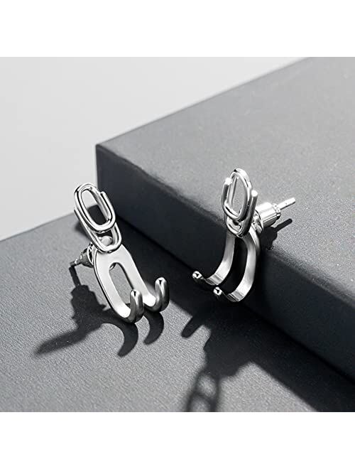 Kim Carrey Men's Earring Hoop 925 Sterling Silver Hoop Earring for Men Round Huggie Silver Mens Hoops Earrings Ear Piercings