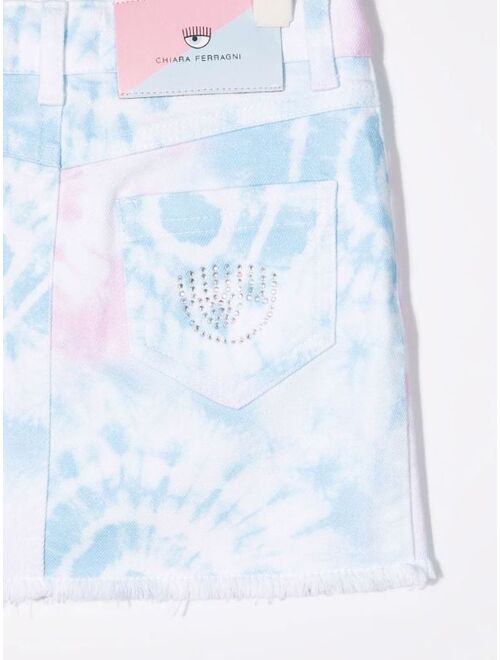 Chiara Ferragni Kids tie-dyed denim skirt