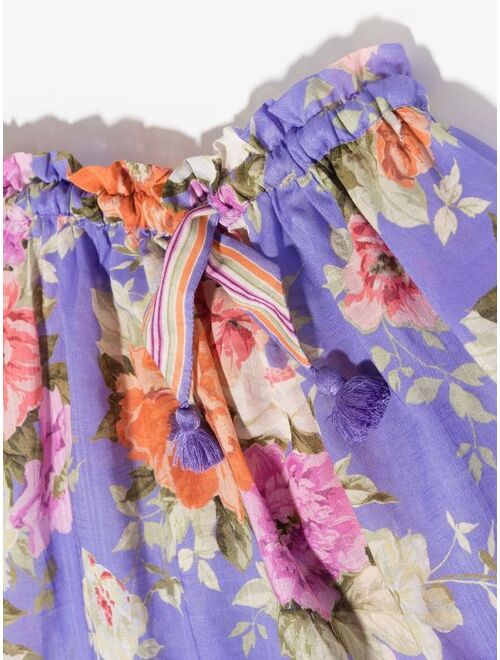 ZIMMERMANN Kids floral-print flared skirt