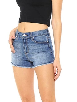 Celebrity Pink Jean Women's Juniors High Waist Frayed Edge Denim Shorts