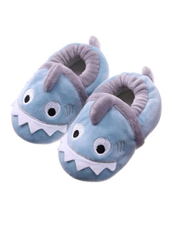 SDBING Infant Baby Boys Girls Slippers Soft Sole Toddler Slip On Newborn Crib Shoes Cute Cartoon Shark First Walkers Shoes 6-24 Months