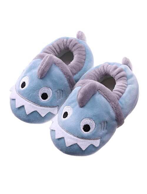 SDBING Infant Baby Boys Girls Slippers Soft Sole Toddler Slip On Newborn Crib Shoes Cute Cartoon Shark First Walkers Shoes 6-24 Months