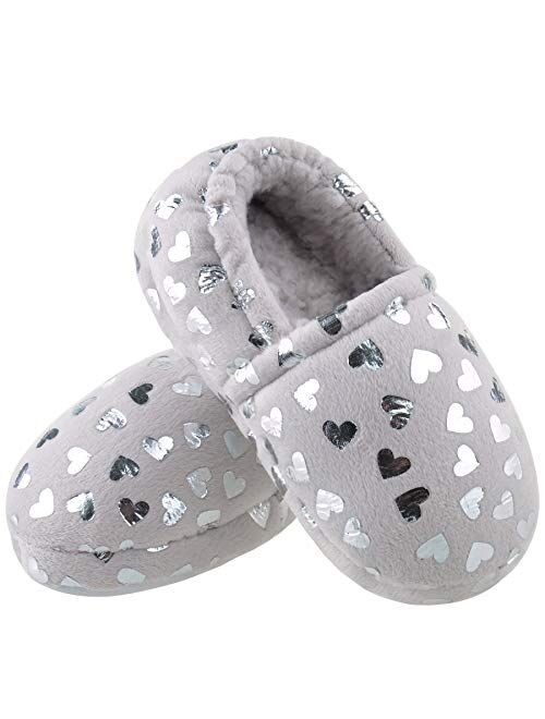 MIXIN Girls Slippers Mermaid Princess No-Slip Memory Foam Slippers Soft Rubber Sole House Shoes for Bedroom Indoor Outdoor (Toddler/Little/Big Kid)