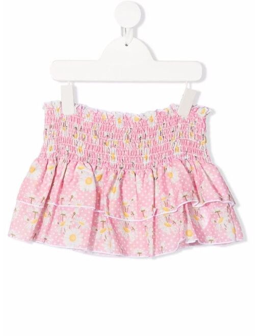 Monnalisa floral-print smocked skirt