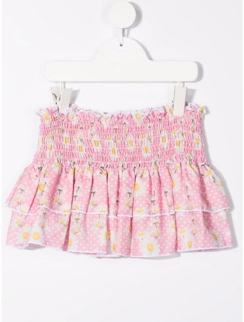 Monnalisa floral-print smocked skirt