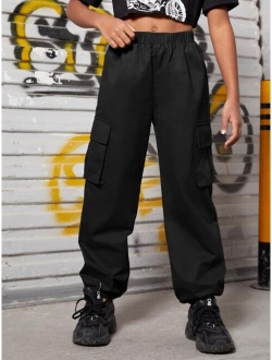 Girls Flap Pocket Side Cargo Pants