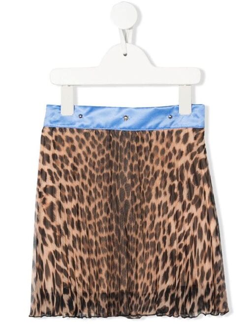 Roberto Cavalli Junior leopard-print pleated skirt