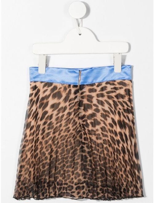 Roberto Cavalli Junior leopard-print pleated skirt