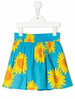 Kids sunflower-print organic cotton skirt