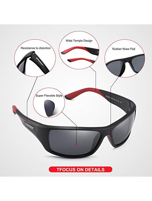 PUKCLAR Sports Polarized Sunglasses for Men Women Driving Sunglasses Cycling Running Fishing Golf Goggles Unbreakable Frame