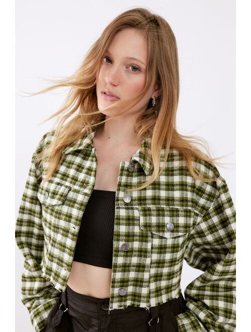 BDG Carissa Flannel Cropped Shirt Jacket