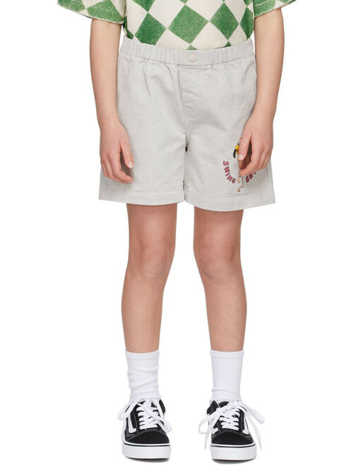 JELLYMALLOW Kids Grey Flamingo Shorts