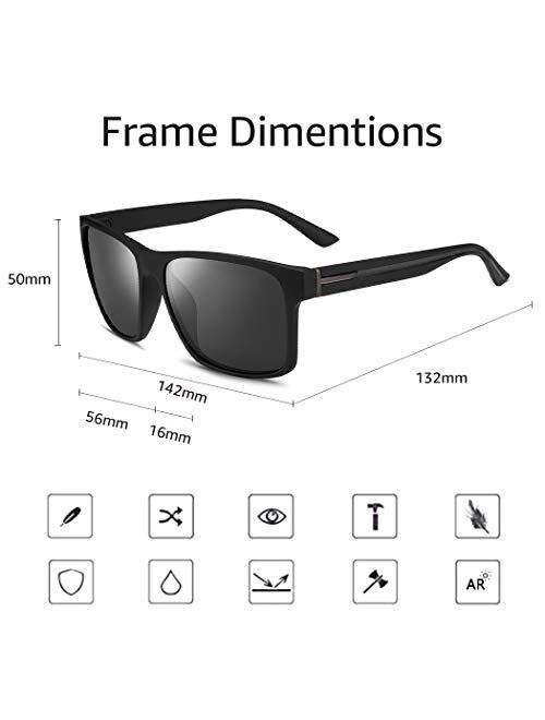 Hxnvzf Polarized Sunglasses for Men Women Driving Fishing Mens Sunglasses Rectangular Vintage Sun Glasses