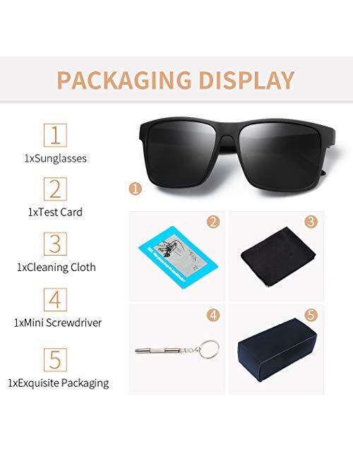 Hxnvzf Polarized Sunglasses for Men Women Driving Fishing Mens Sunglasses Rectangular Vintage Sun Glasses