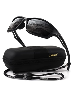 Linvo Polarized Sunglasses for Men UV Protection Ultralight Driving Cycling Fishing Sun Glasses with Zipper Case