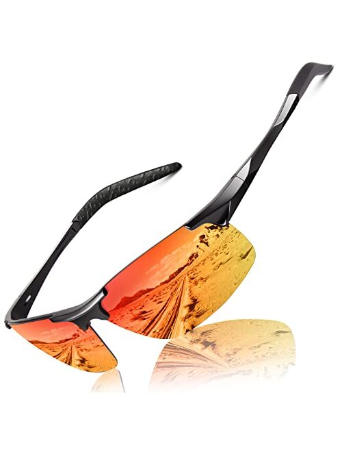 Linvo Polarized Sunglasses for Men UV Protection Ultralight Driving Cycling Fishing Sun Glasses with Zipper Case