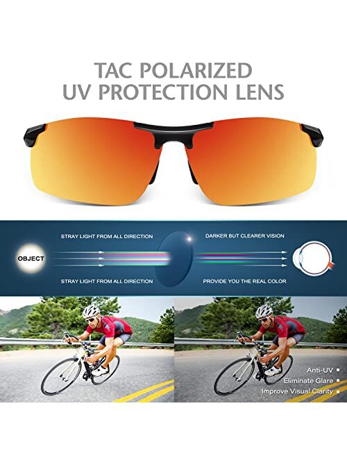 Linvo Polarized Sunglasses for Men UV Protection Ultralight Driving Cycling Fishing Sun Glasses with Zipper Case