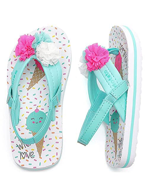 Saidoteto Kids Girls Slides Sandals Flip Flop Beach Shoes.