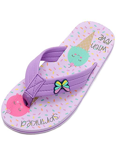 Saidoteto Kids Girls Slides Sandals Flip Flop Beach Shoes.