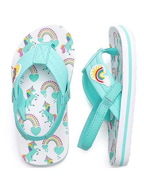 Saidoteto Kids Girls Slides Sandals Flip Flop Beach Shoes.