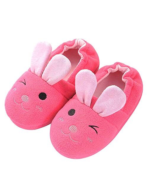 Knemksplanet Toddler Boys Girls Fuzzy Slippers Kids Cute Cartoon Unicorn Dinosaur Bunny Shoes Non-Slip Animals Fluffy Plush House Slippers Fur Lined Warm Indoor Bedroom S