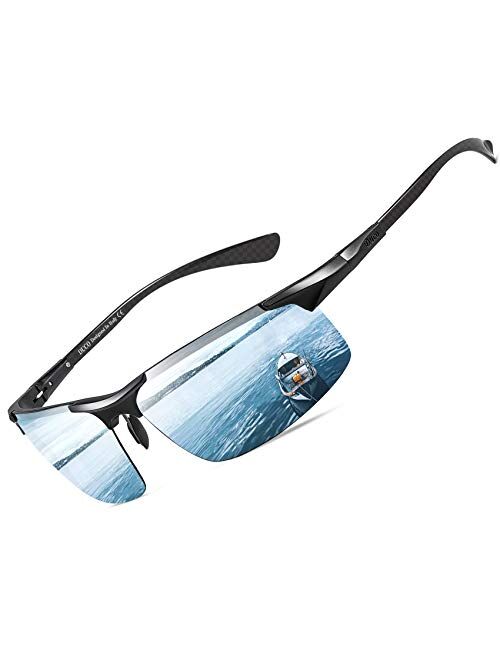 Duco Men's Sports Polarized Driving Carbon Fiber Sunglasses for Men UV400 Protection DC8277