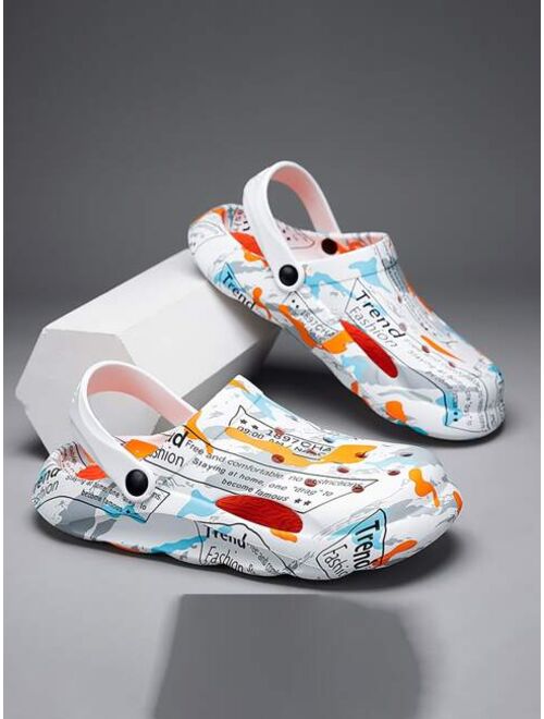 Shein Men Letter Graphic Hollow Out Vented Clogs