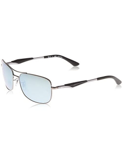 Men's RB3515 Metal Polarized Square Sunglasses