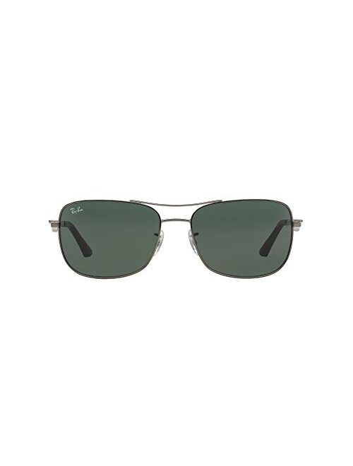 Ray-Ban Men's RB3515 Metal Polarized Square Sunglasses