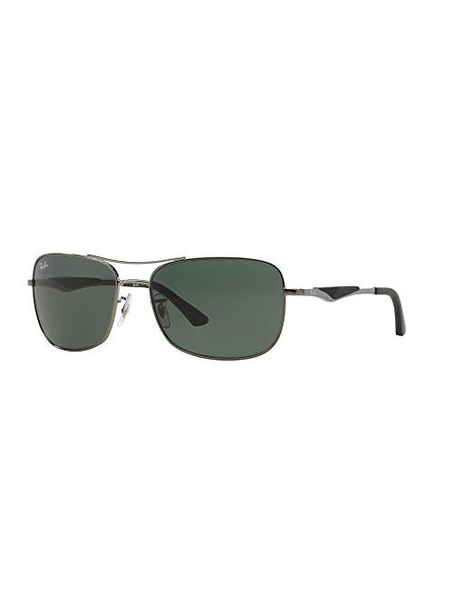 Ray-Ban Men's RB3515 Metal Polarized Square Sunglasses