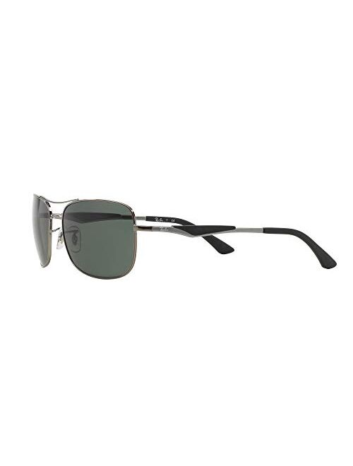 Ray-Ban Men's RB3515 Metal Polarized Square Sunglasses